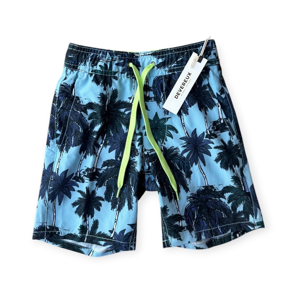 NWT Devereux Golf Kids Baja Swim Trunks Royal Palms Size 4-5